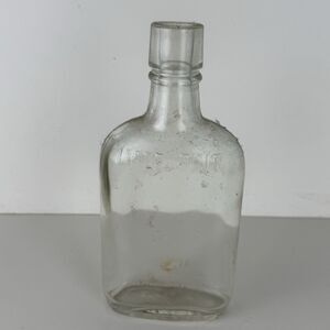 Vintage Half Pint Bottle 1957 Clear Glass Whiskey Liquor